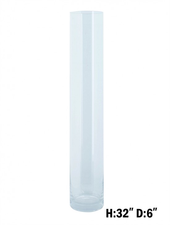 TALL STRAIGHT GLASS VASE