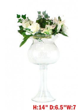 GOBLET STYLE GLASS VASE (PICKUP ONLY)
