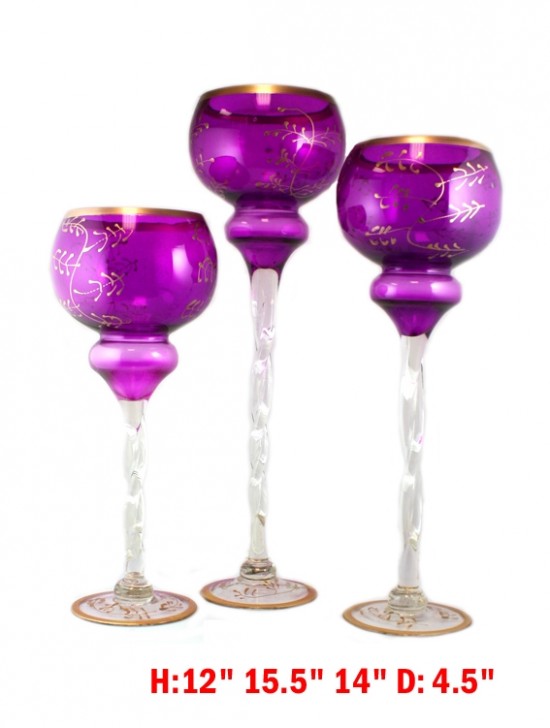 3 PIECES GOBLET STYLE GLASS VASE