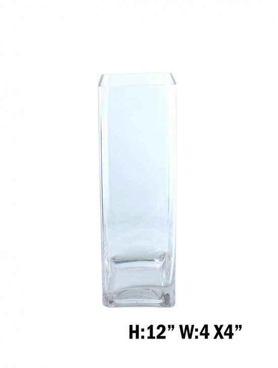 SQUARE BASE GLASS VASE (PICKUP ONLY)