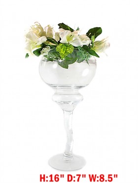 GOBLET STYLE GLASS VASE (PICKUP ONLY)