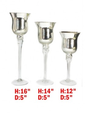 3 PIECES GOBLET STYLE GLASS VASE