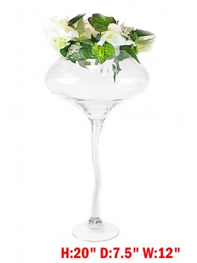 GOBLET STYLE GLASS VASE (PICKUP ONLY)