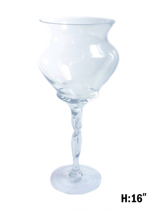 GOBLET BRAIDED STEM GLASS VASE