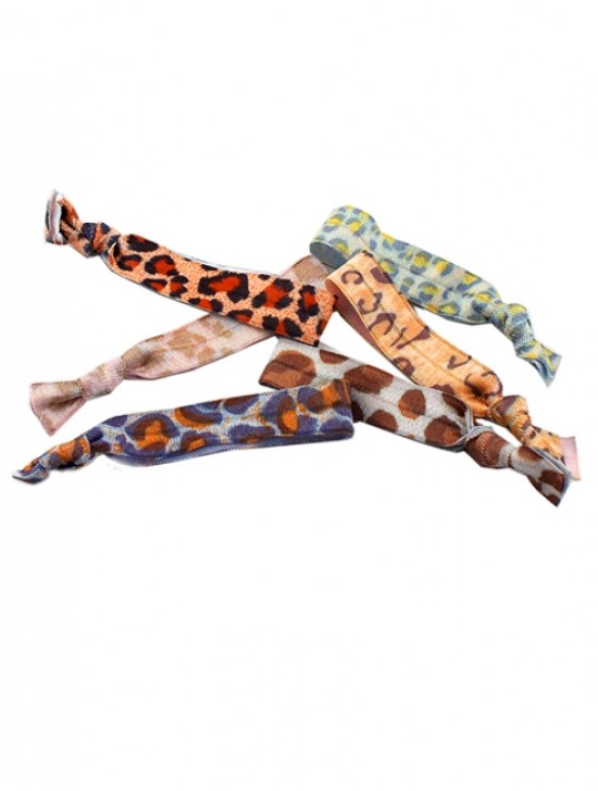 Hair Elastics, Leopard (6 Pcs)