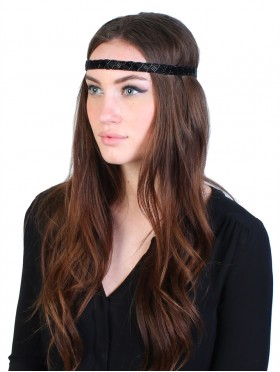 BLACK BEADED HEAD BAND
