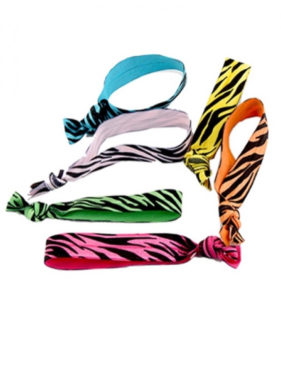 Hair Elastics, Solid Zebra (6 Pcs)