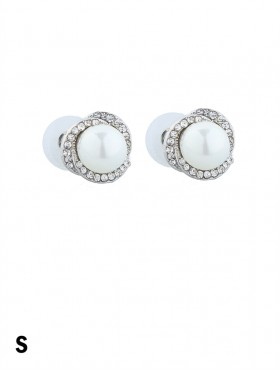 PEARL RHINESTONE STUD EARRING