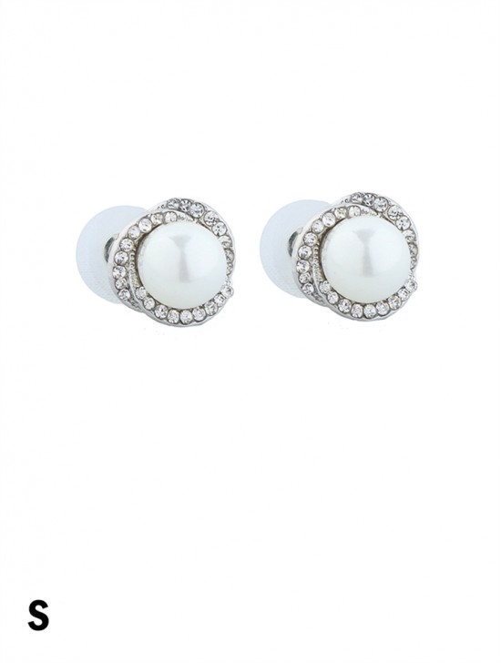 PEARL RHINESTONE STUD EARRING