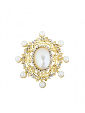 PEARL SHIELD BROOCH