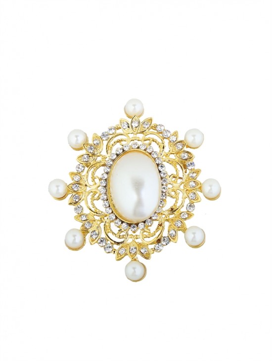 PEARL SHIELD BROOCH