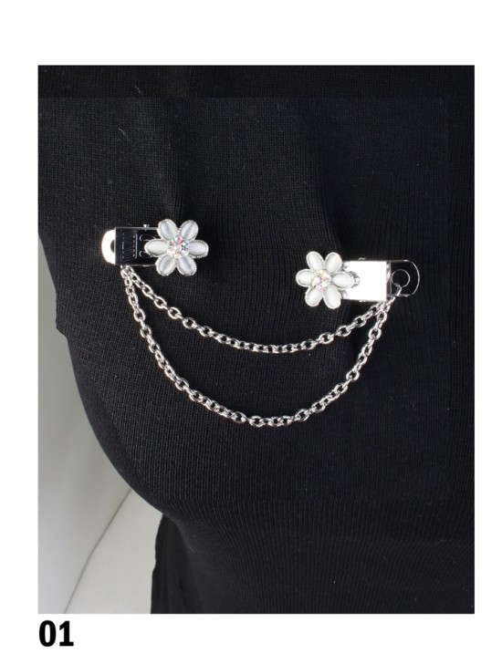 Floral Clip on Rhinestone Brooch/Sweater Link