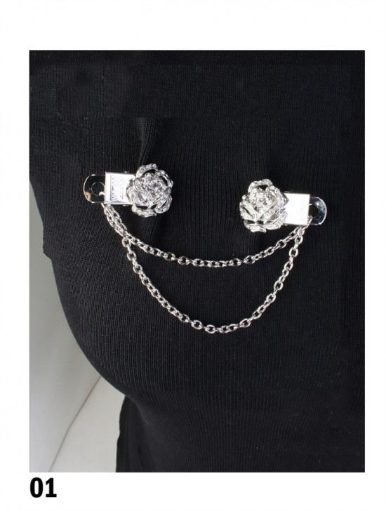 Clip On Rhinestone & Flower Brooches