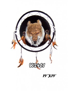 WOLF DREAM CATCHER HANGING FIXTURE FEATURING NATIVE ART