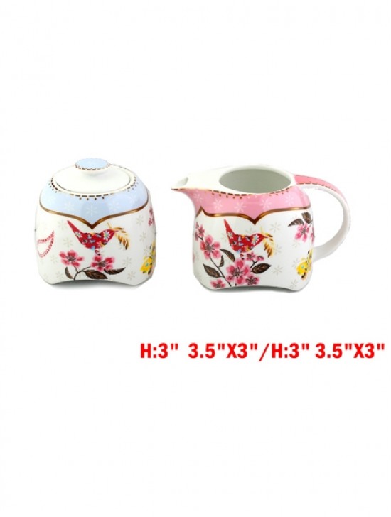 Spring Birds Creamer & Sugar With Gift Box