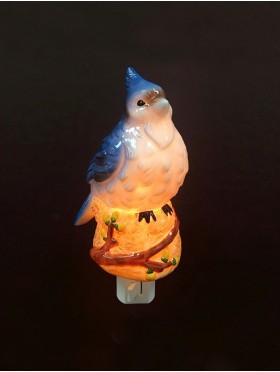 Porcelain Blue Jay Night Light with Gift Box