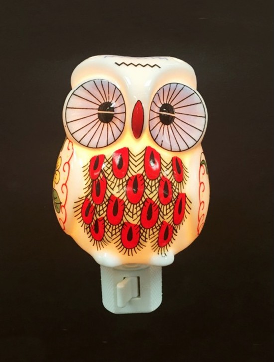 Porcelain Owl Night Light with Gift Box