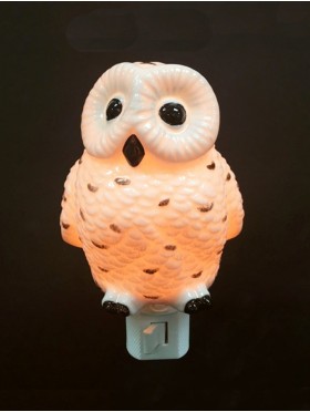 Porcelain White Owl Night Light with Gift Box 