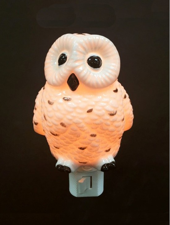 Porcelain White Owl Night Light with Gift Box 