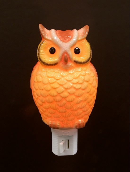 Porcelain Brown Owl Night Light with Gift Box