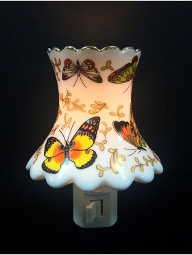Porcelain Butterfly on Porcelain Lampshade with Gift Box