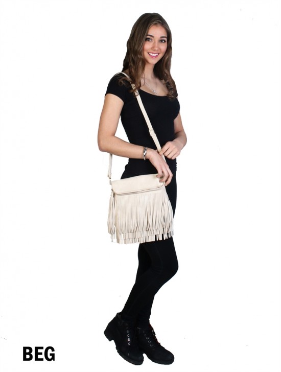 TASSELED ZIP CROSSBODY SATCHEL