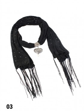 SCARF, HEART PENDANT