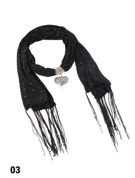 SCARF, HEART PENDANT
