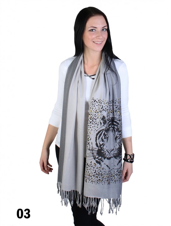 TIGER FACE GLITTER PASHMINA