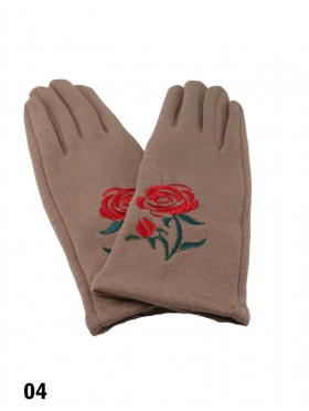 Embroidery Rose Touch Screen Glove