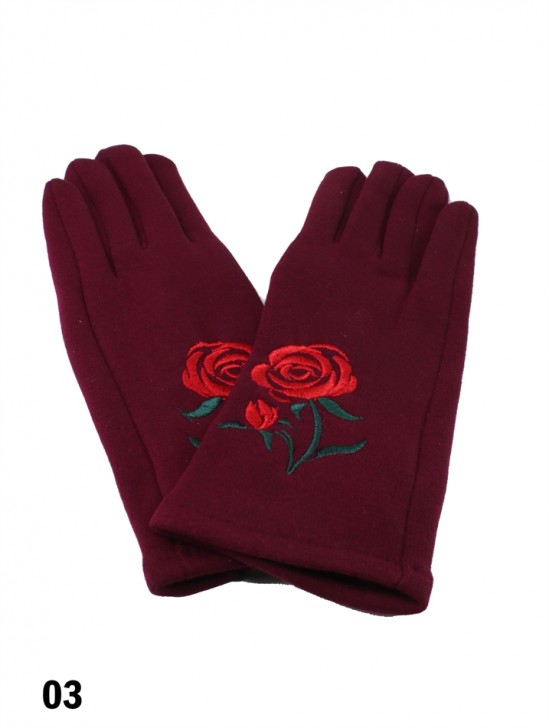 Embroidery Rose Touch Screen Glove Embroidery Rose Touch Screen Glove