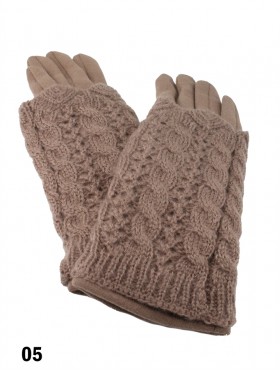 2 Layers Cable Knit Touch Screen Glove