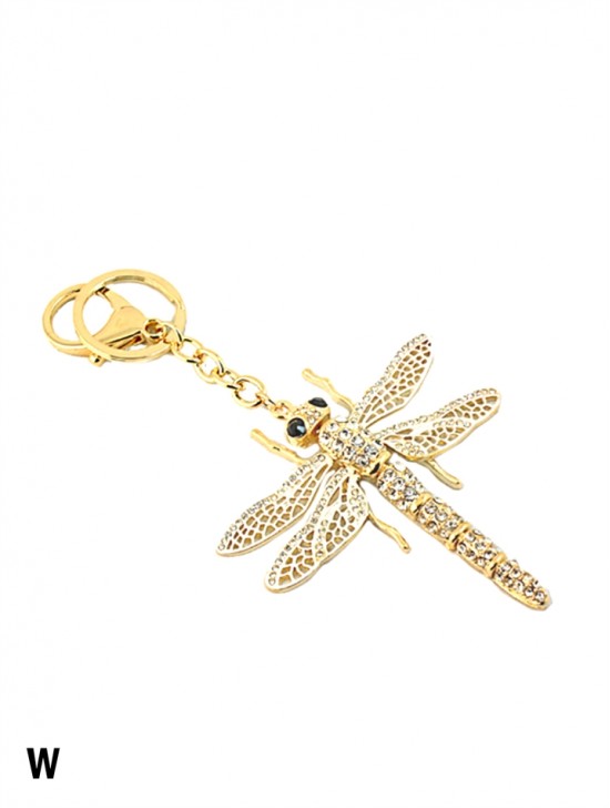 Moving Dragonfly Rhinestone Keychain