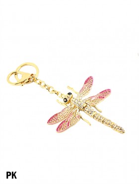 Moving Dragonfly Rhinestone Keychain