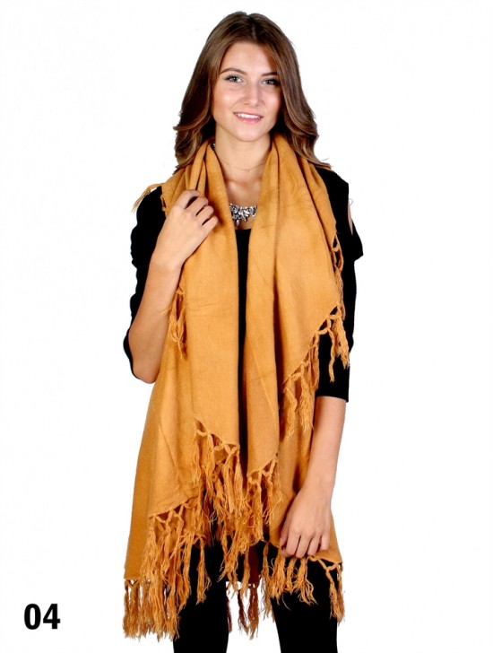 Solid Color Cape W/ Fringes