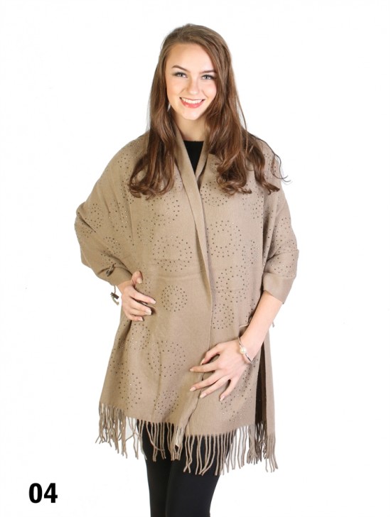 Cashmere Cape W/ Rhinestones and Waist Tie