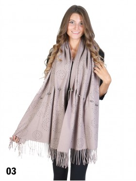 Cashmere Cape W/ Rhinestones and Waist Tie