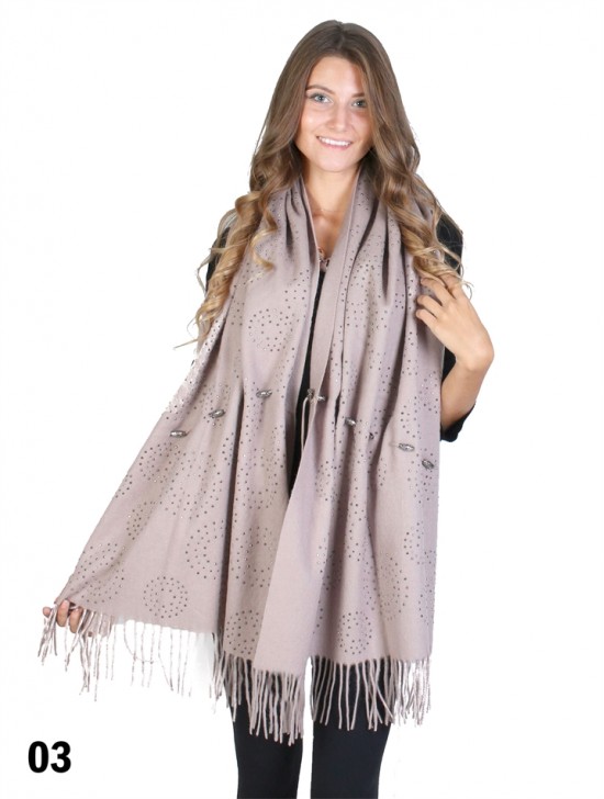 Cashmere Cape W/ Rhinestones and Waist Tie