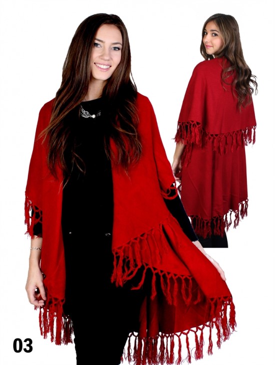 Solid Color Cape W/ Fringes