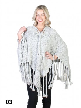 Cozy Poncho W/ Bow and Tassels