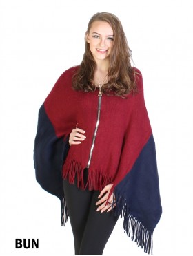 Two Tone Zipped Poncho